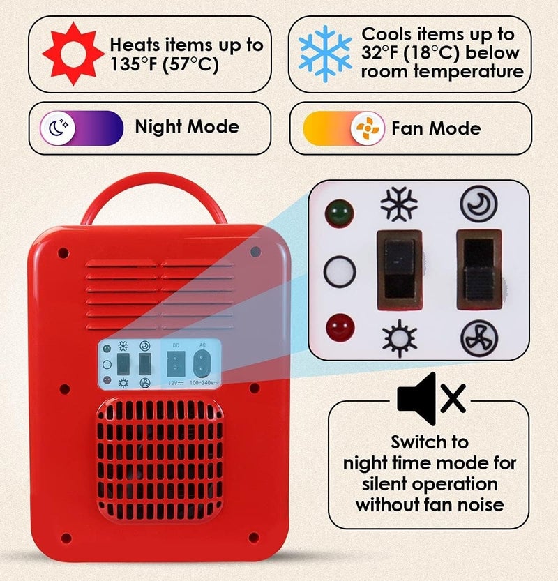 Koolatron Coca-Cola Mini Fridge, 6-Can Portable AC/DC Thermoelectric Cooler & Warmer, Compact Dorm Fridge for Skincare, Office Desk, Car, RV, Countertop Beverage Storage, Retro Novelty Refrigerator - Image 5